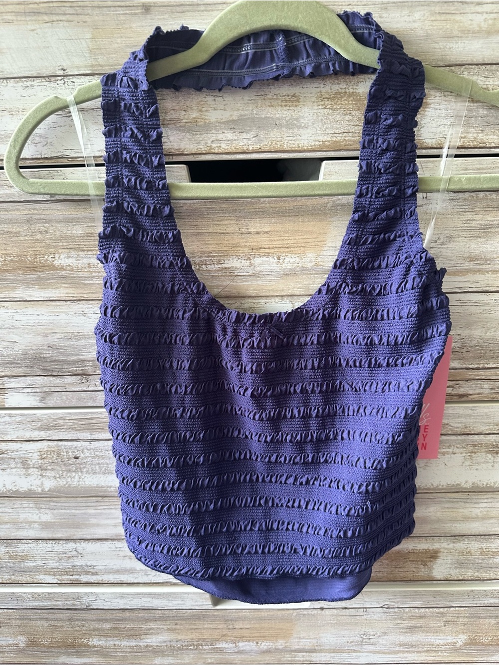 💜 NWT Mills by Millie Bobby Brown Purple Textured Halter Top Size Junior L